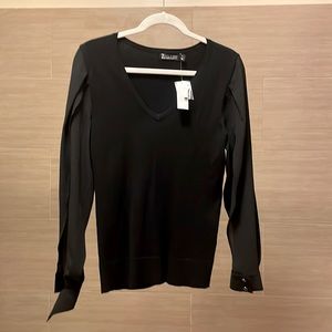 Blouse polyester cotton feel with nylon loose sleeves